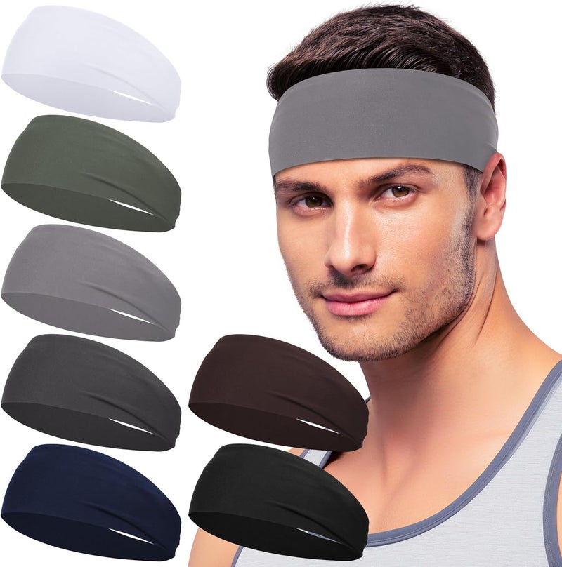 DiyJibb Sport Headbands for Men - 7 Pcs Sweat Absorbent Running Headband for Fitness Workout Running Rugby Baseball Yoga High Intensity Interval Training, Unisex Sweatband for Both Men and Women - Image 1